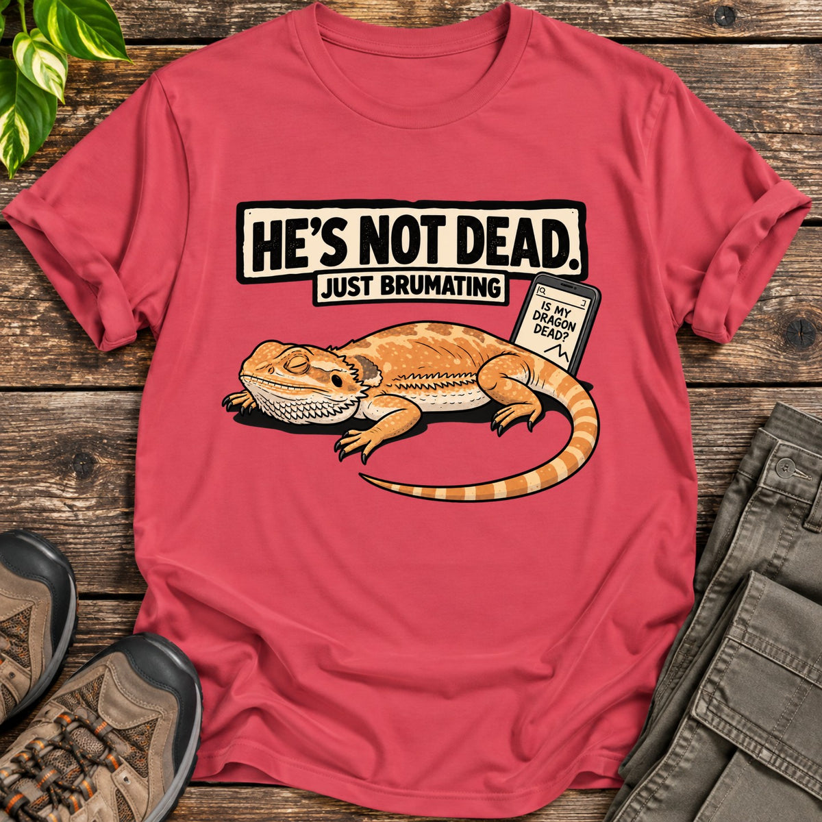Just Brumating Bearded Dragon T-Shirt - Heather Red