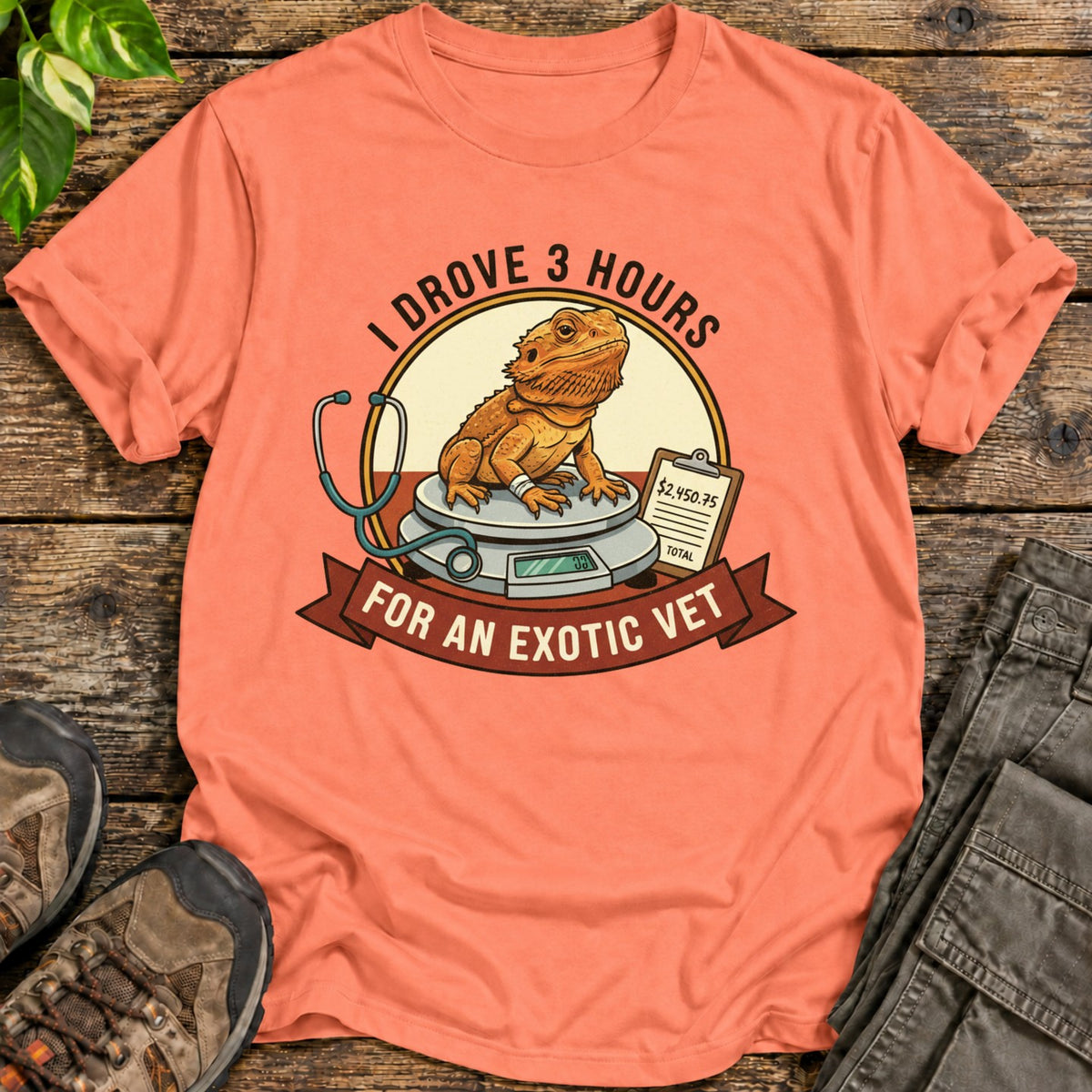Bearded Dragon Exotic Vet T-Shirt - Heather Orange