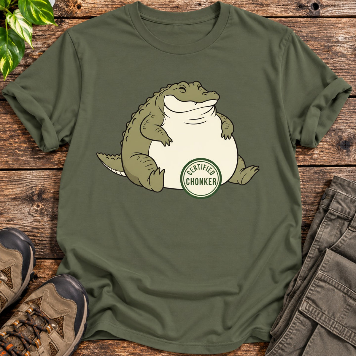 Certified Chonker Alligator T-Shirt - Military Green