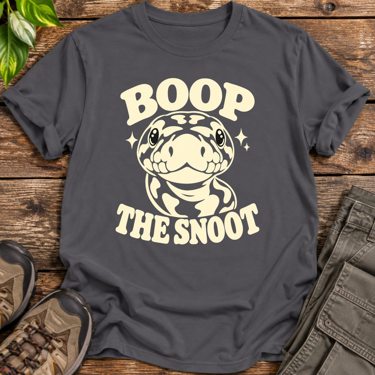 Boop the Snoot Ball Python T-Shirt - Charcoal