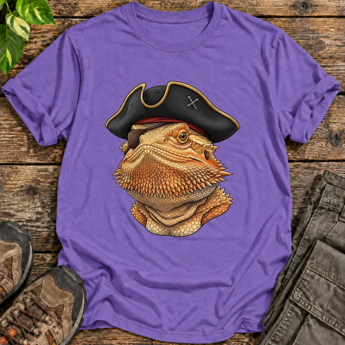 Pirate Bearded Dragon Shirt - Heather Purple
