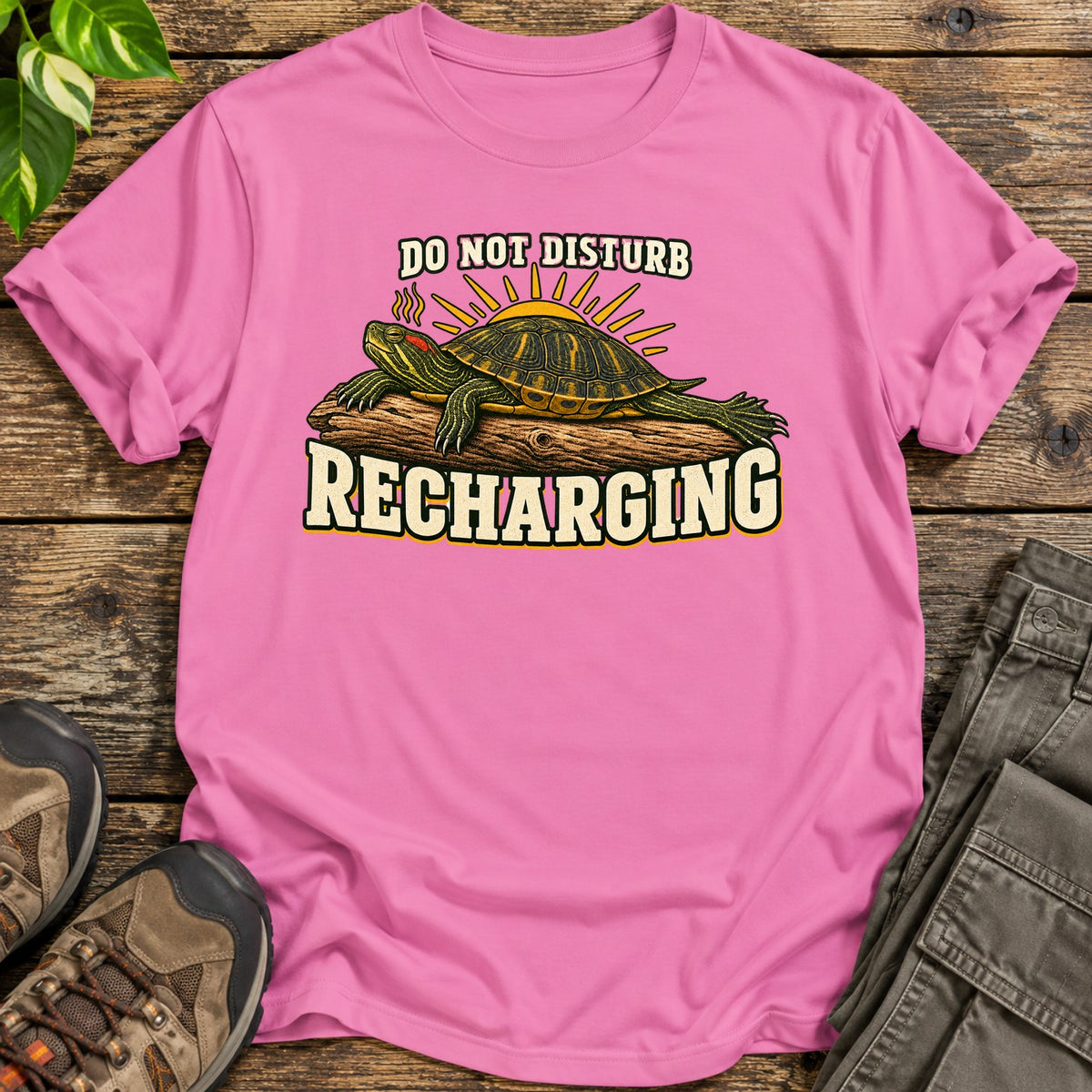 Recharging Turtle T-Shirt - Pink