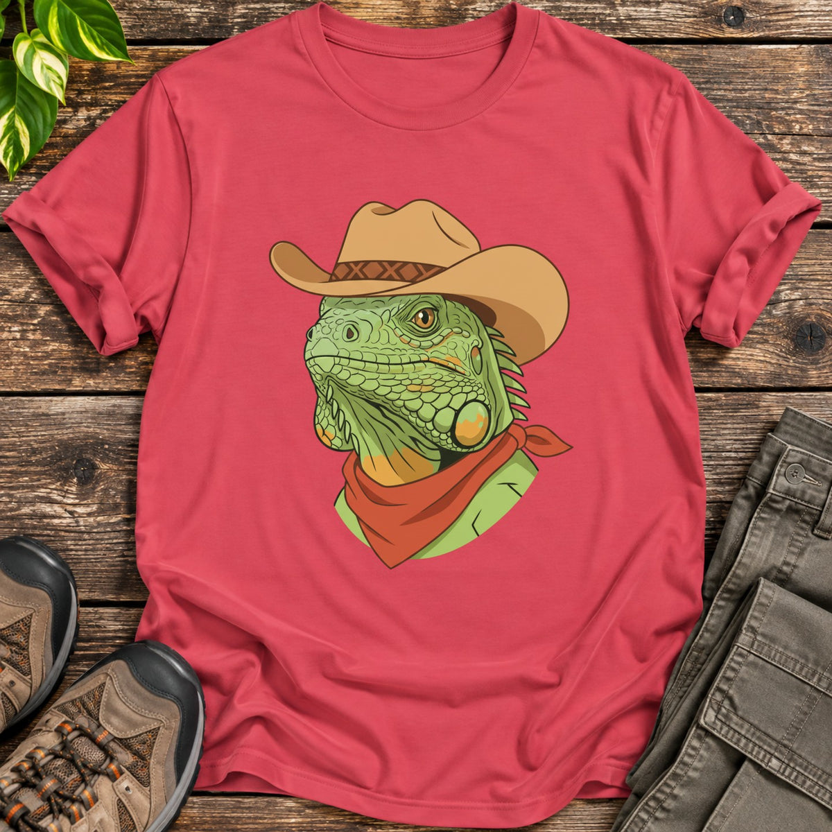 Cowboy Iguana Shirt - Heather Red