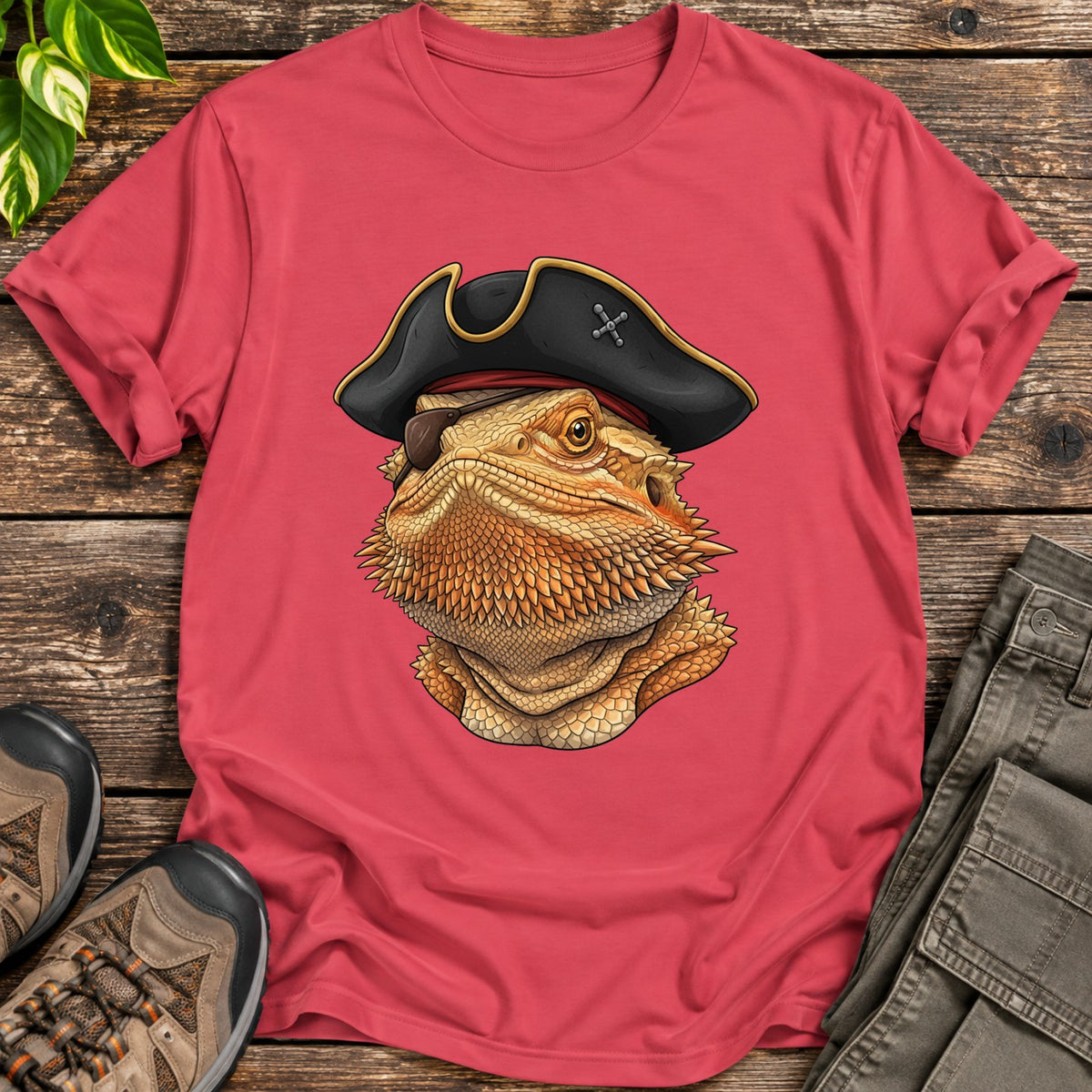 Pirate Bearded Dragon Shirt - Heather Red