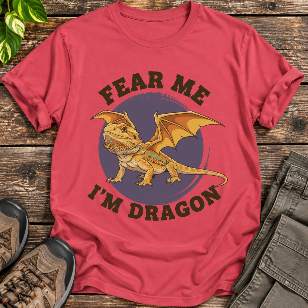 Fear Me I’m a Dragon Bearded Dragon T-Shirt - Heather Red