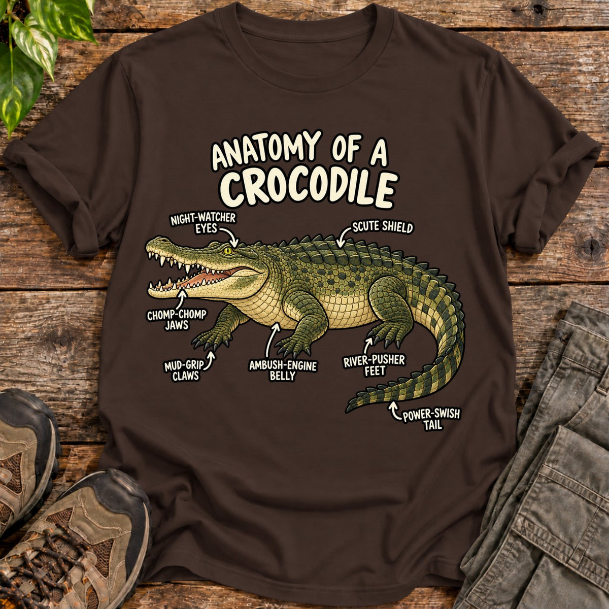 Anatomy of a Crocodile T-Shirt - Dark Chocolate