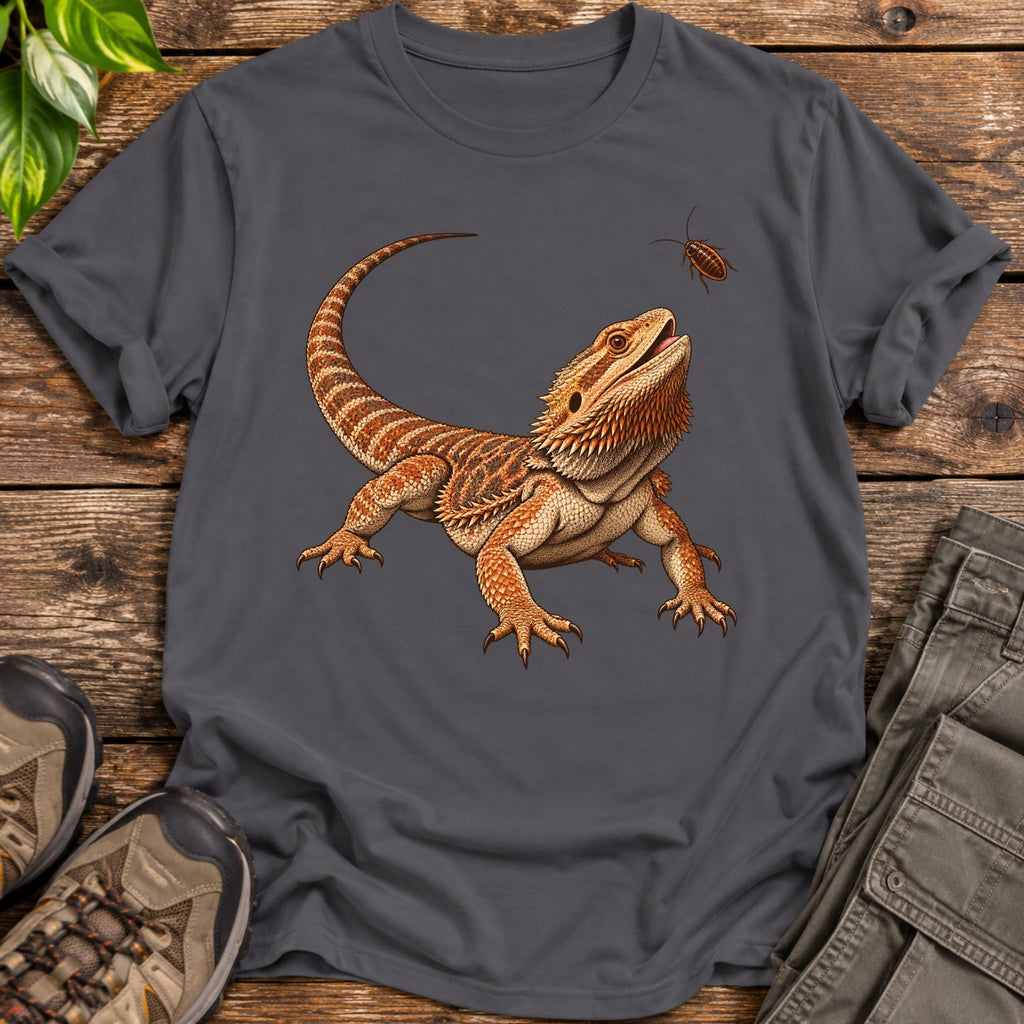Bug Hunter Bearded Dragon T-Shirt - Charcoal