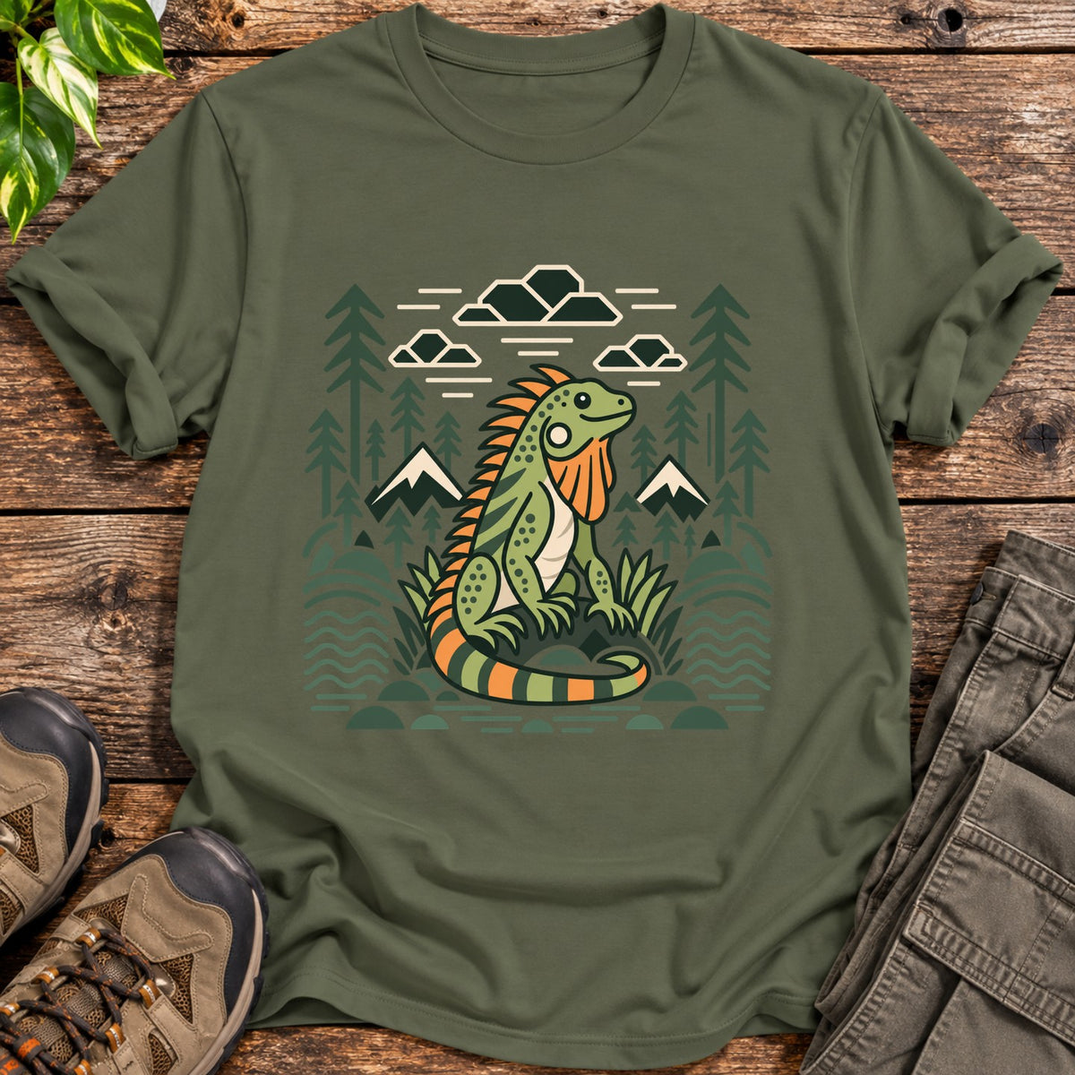 Cloudcrest Iguana Iguana T-Shirt - Military Green