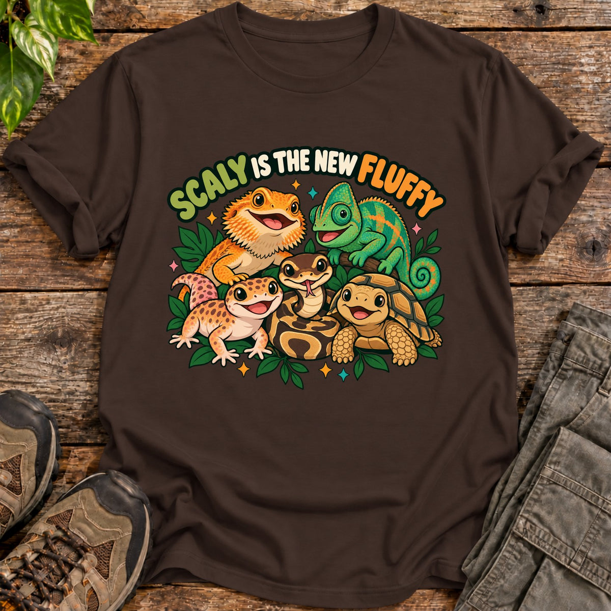 Scaly Fluffy Reptile Shirt - Dark Chocolate