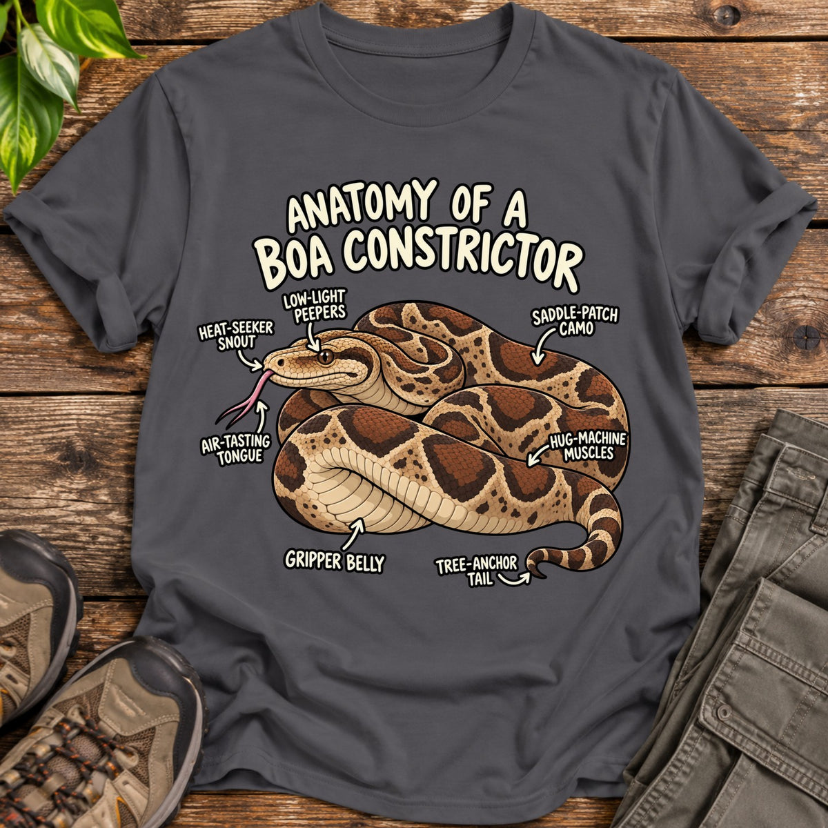 Anatomy of a Boa Constrictor T-Shirt - Charcoal