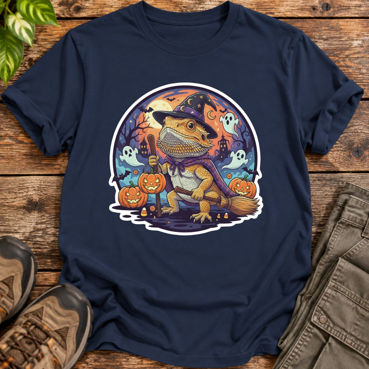 Beardie Witch T Shirt T-Shirt - Navy