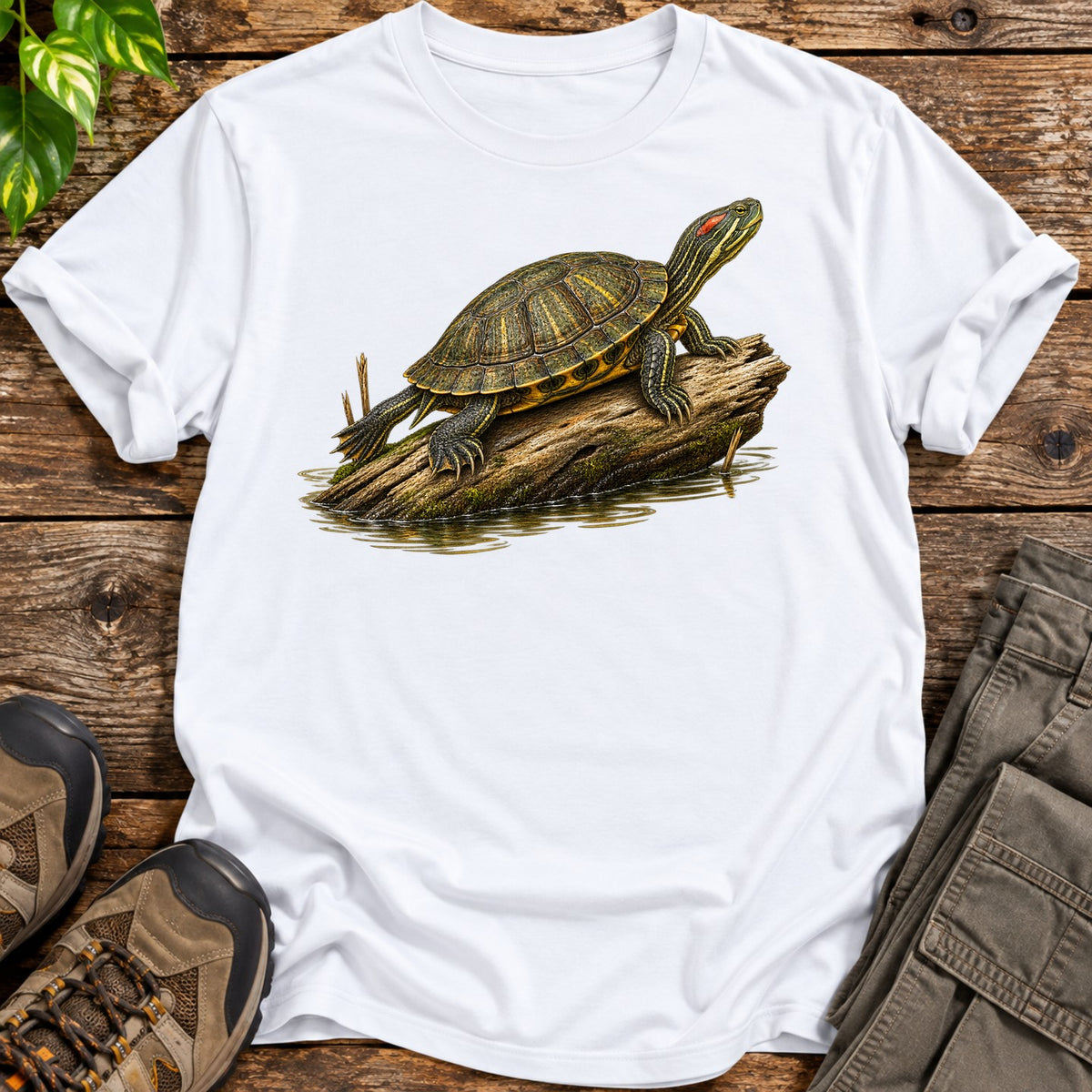 Realism Red Eared Slider Turtle T-Shirt - White