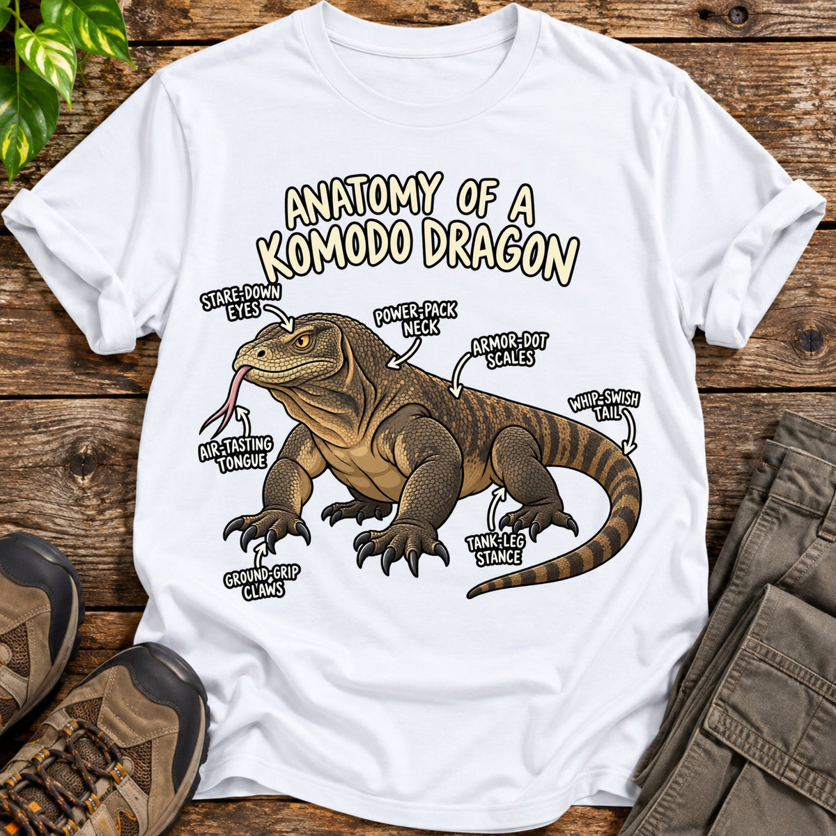 Anatomy of a Komodo Dragon T-Shirt - White