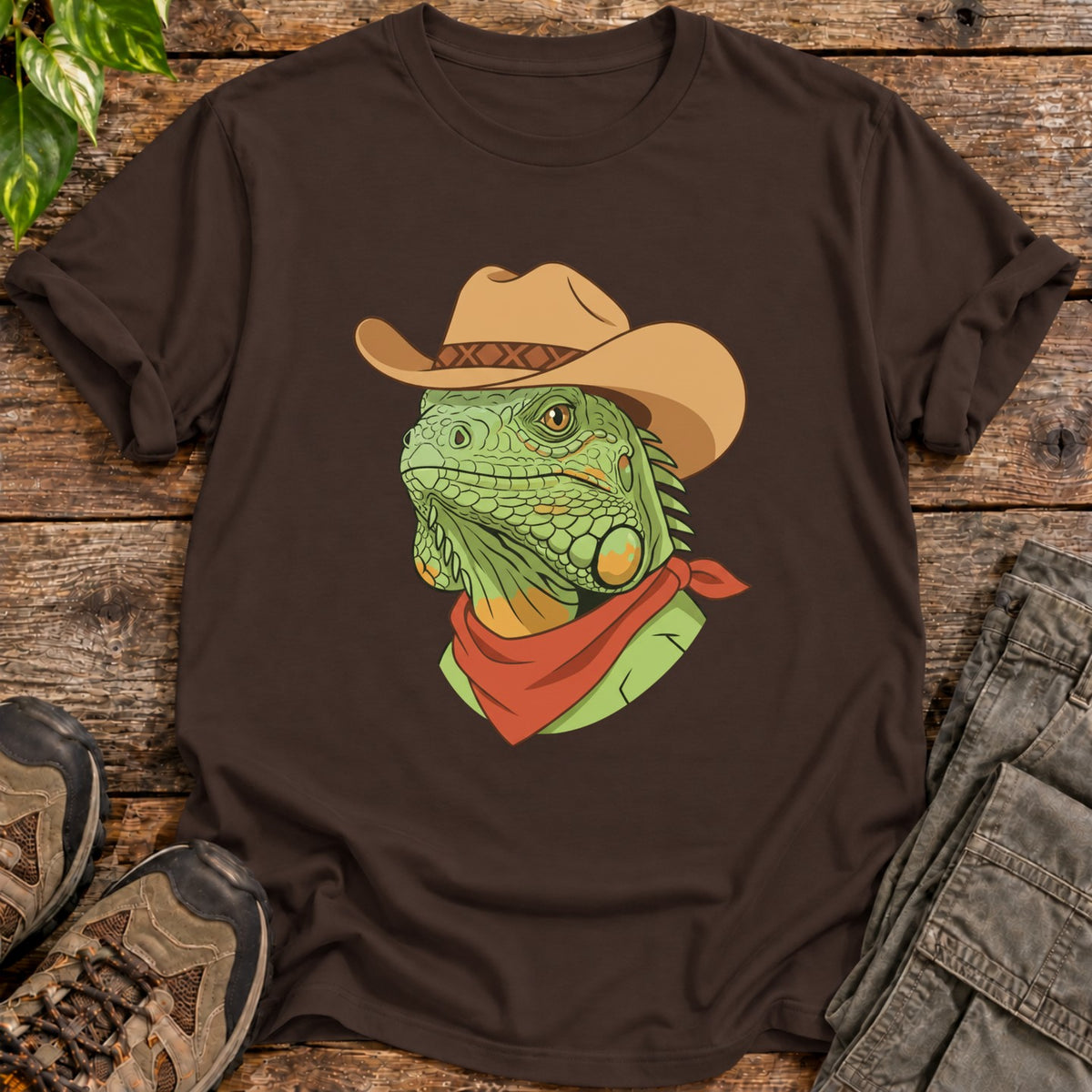 Cowboy Iguana Shirt - Dark Chocolate