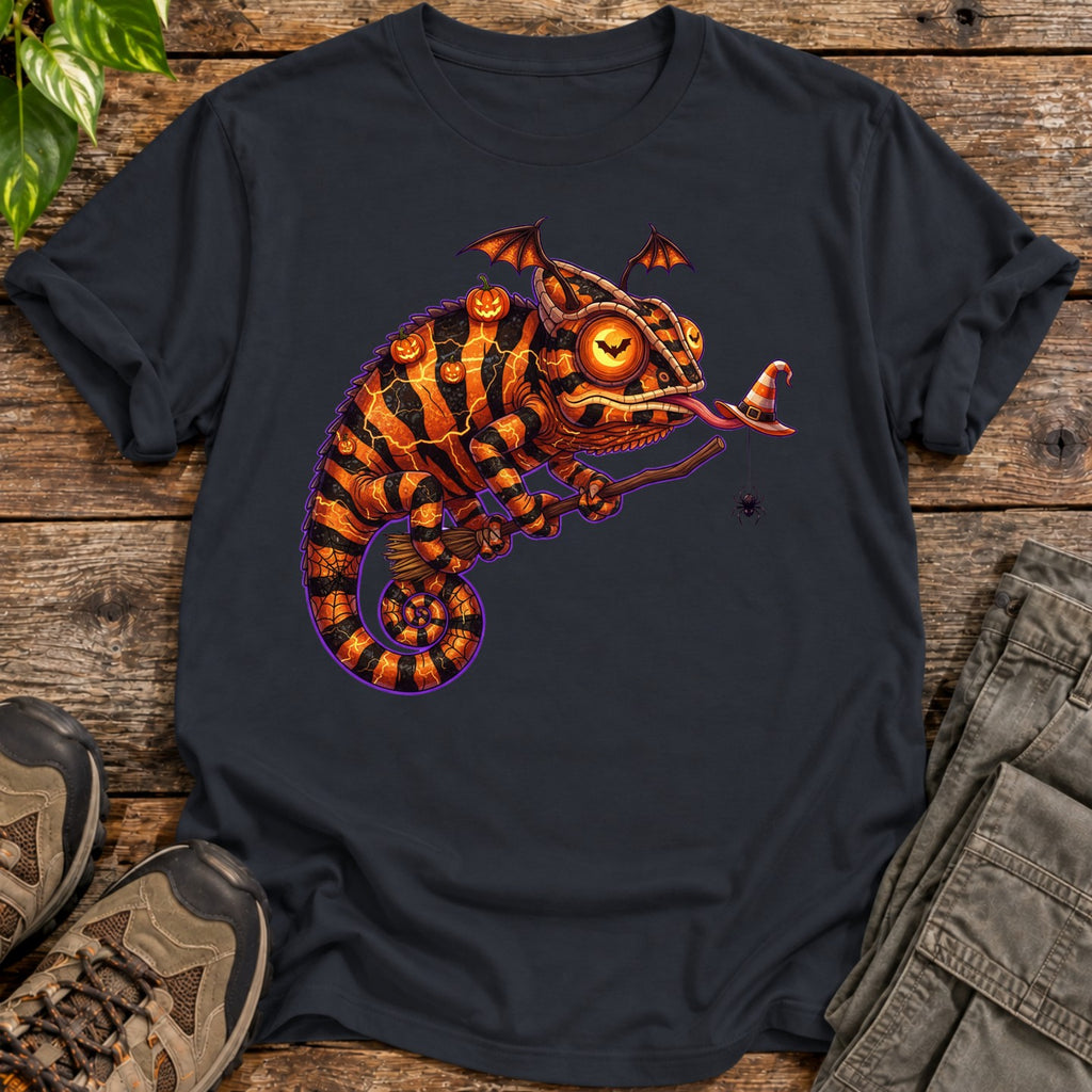 Halloween Chameleon Witch T-Shirt - Black