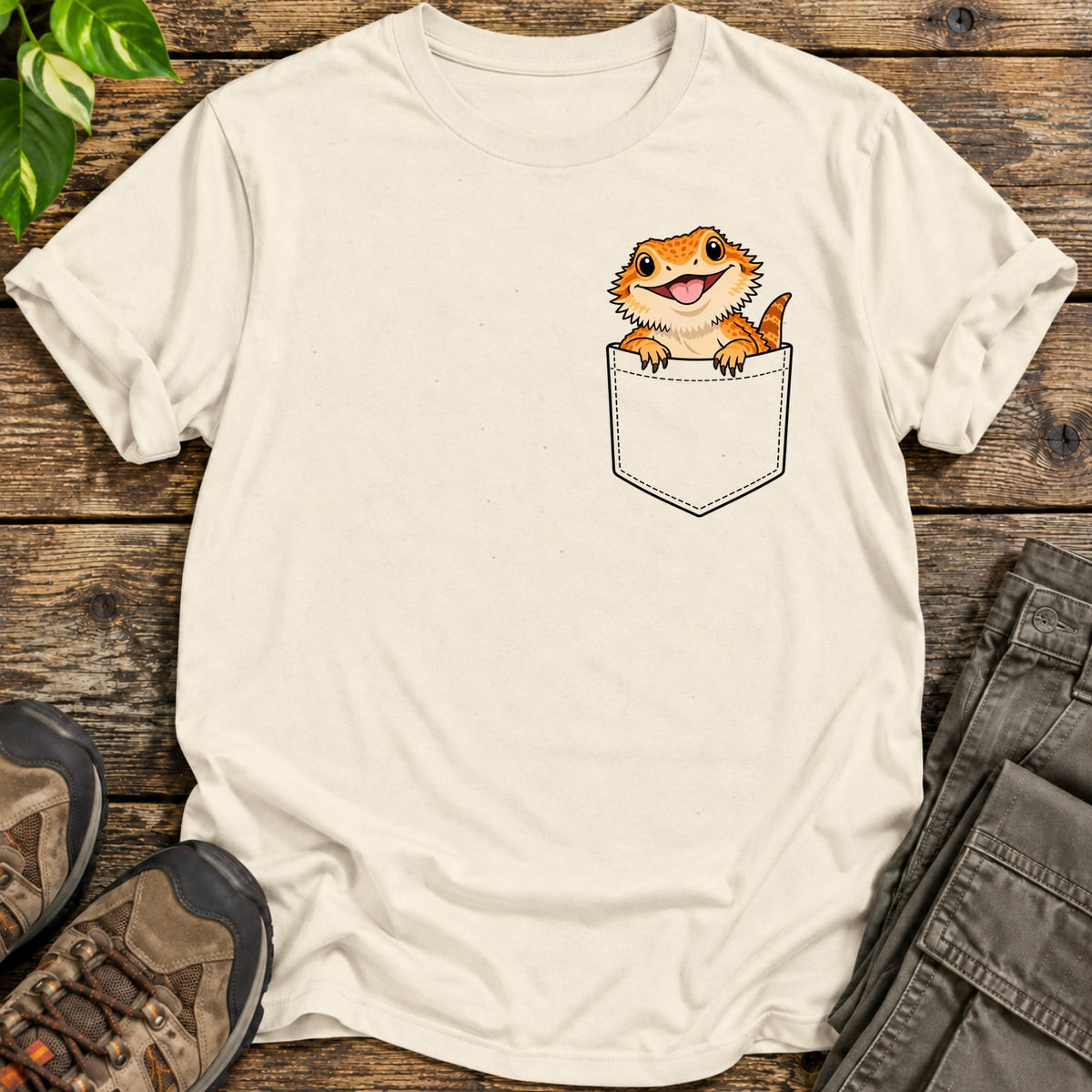 Bearded Dragon Pocket T-Shirt - Natural