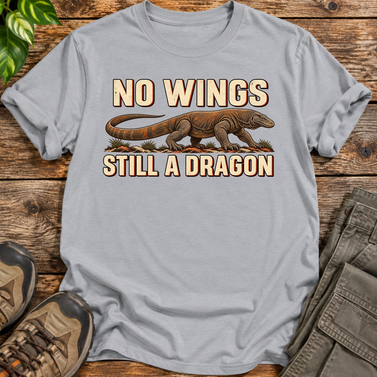 Wingless Komodo Dragon T-Shirt - Grey