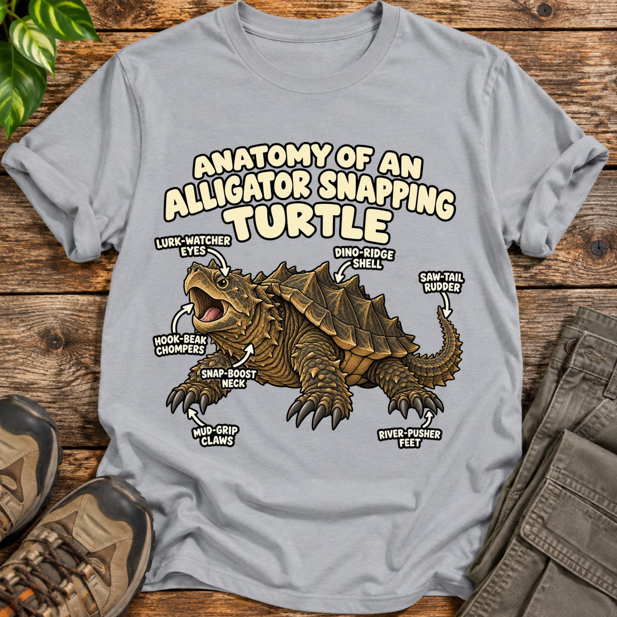 Snapping Turtle Anatomy T-Shirt - Sport Grey