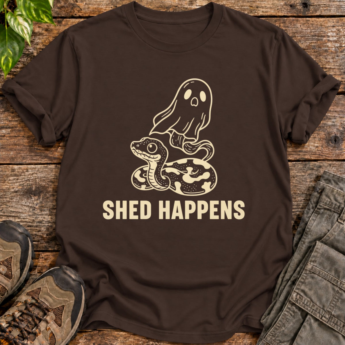 Shed Happens Snake T-Shirt - Dark Chocolate
