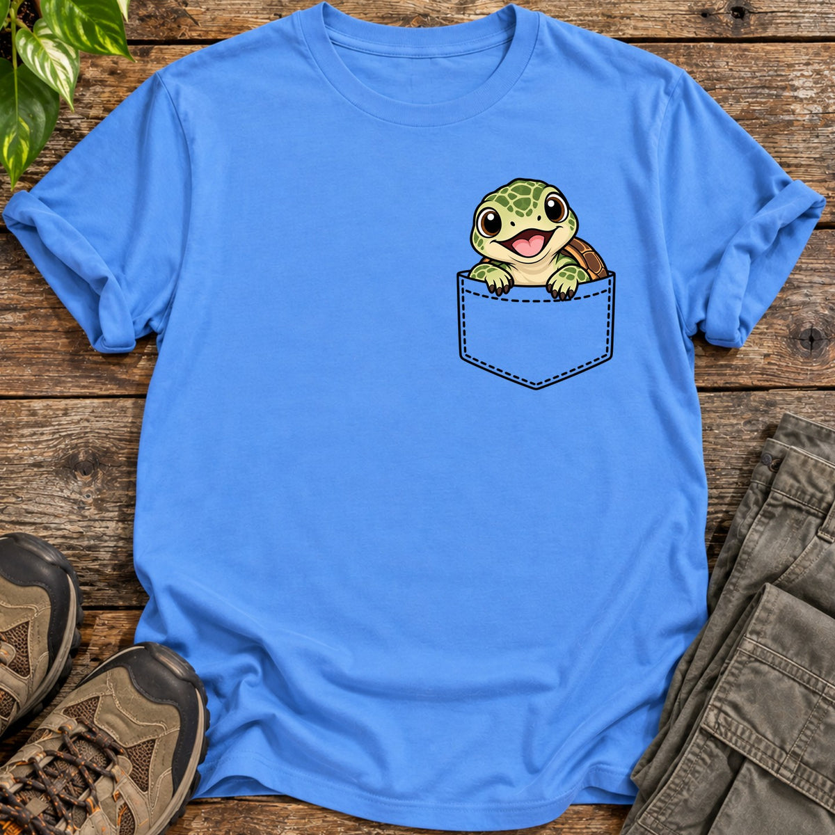 Baby Turtle Pocket T-Shirt - Carolina Blue