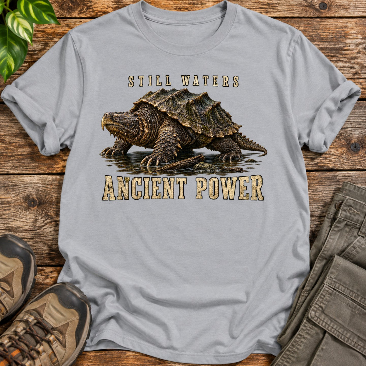 Ancient Power Snapping Turtle T-Shirt - Grey