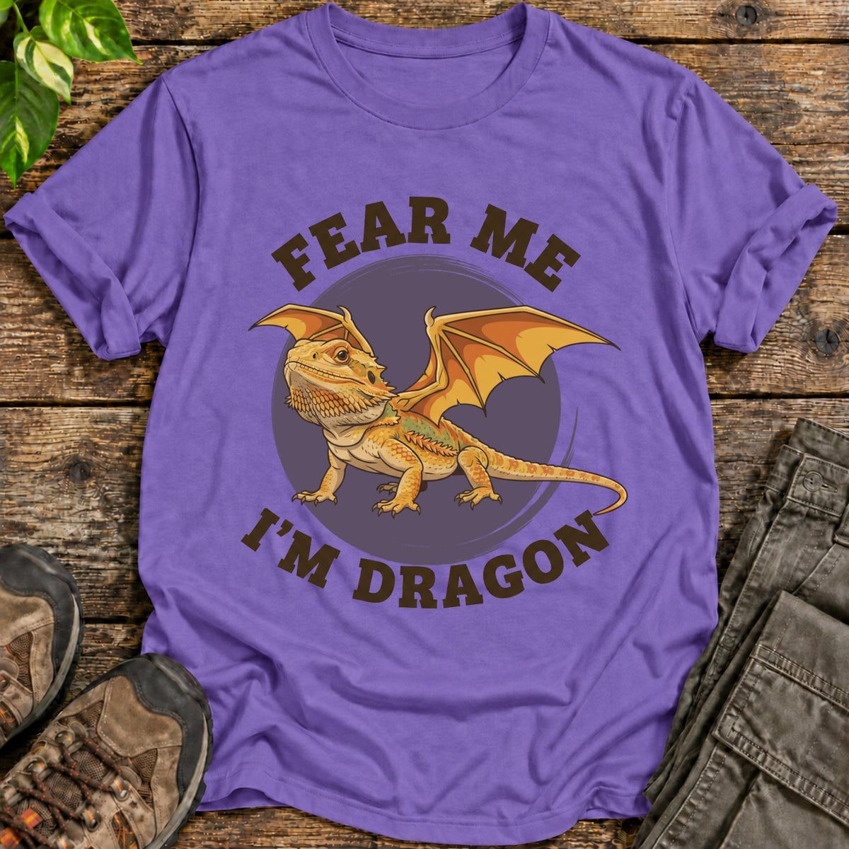 Fear Me I’m a Dragon Bearded Dragon T-Shirt - Heather Purple