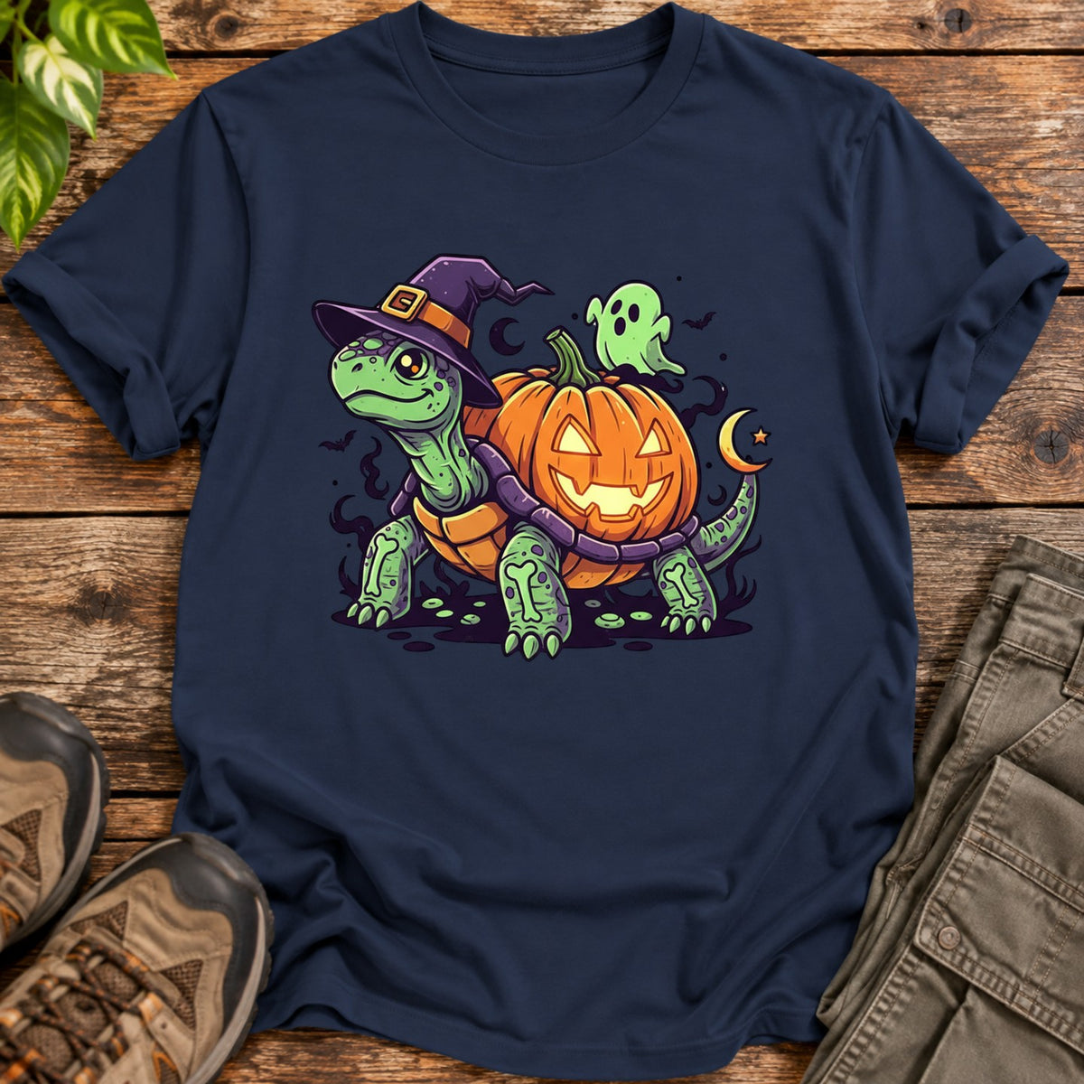 Pumpkin Shell Halloween Tortoise T-Shirt - Navy