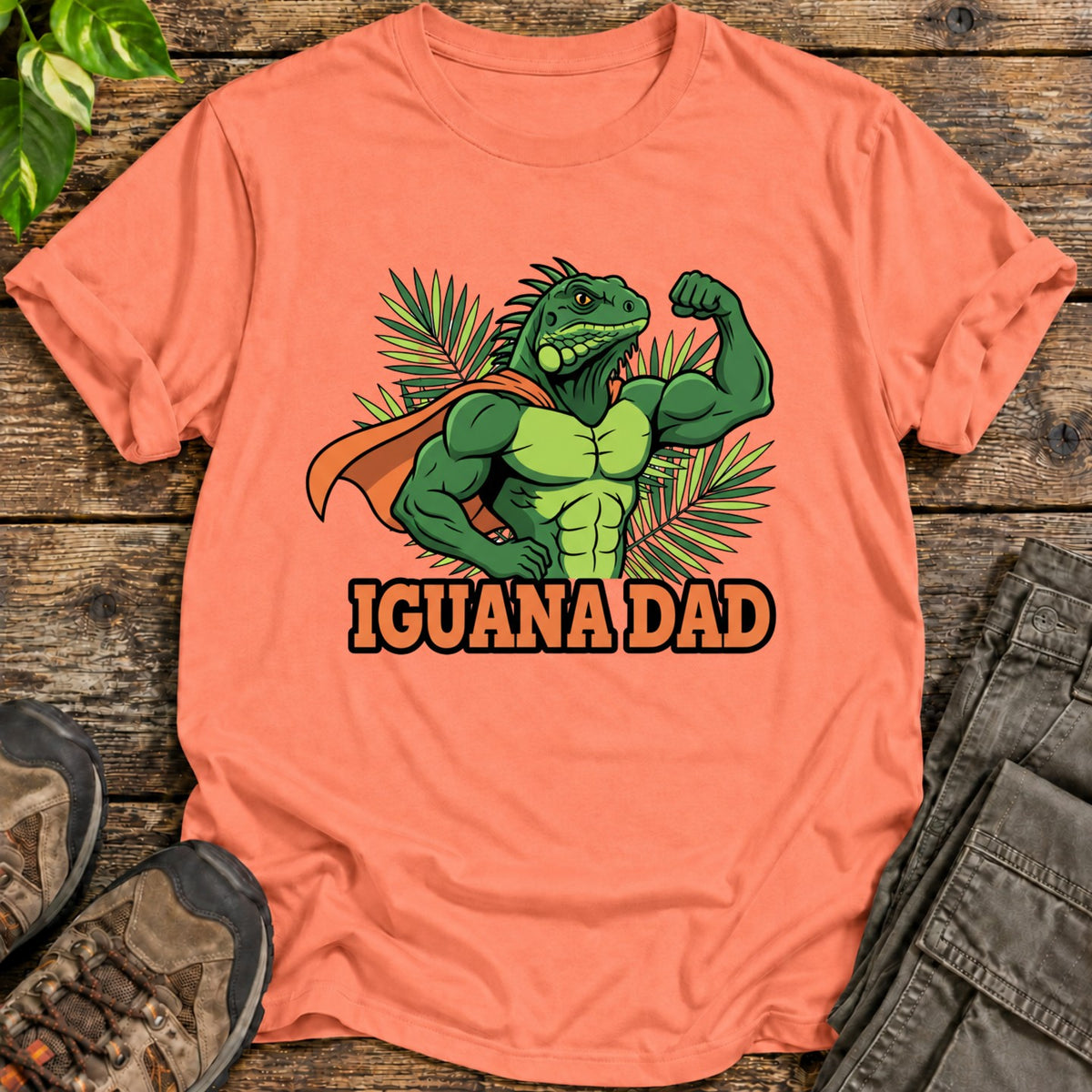 Iguana Dad Shirt - Heather Orange