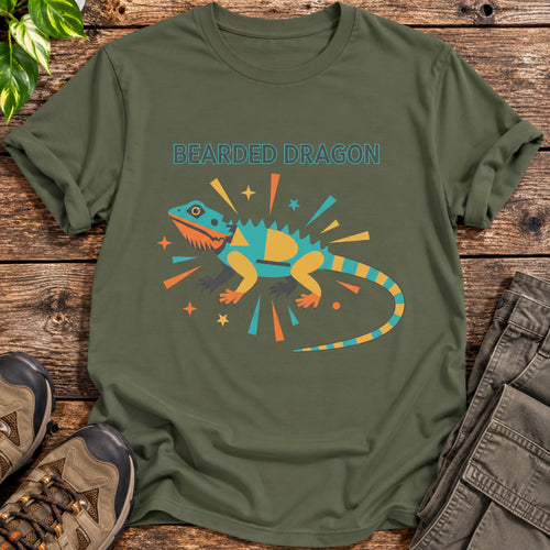Bearded Atomic Age Art Shirt - Military Green