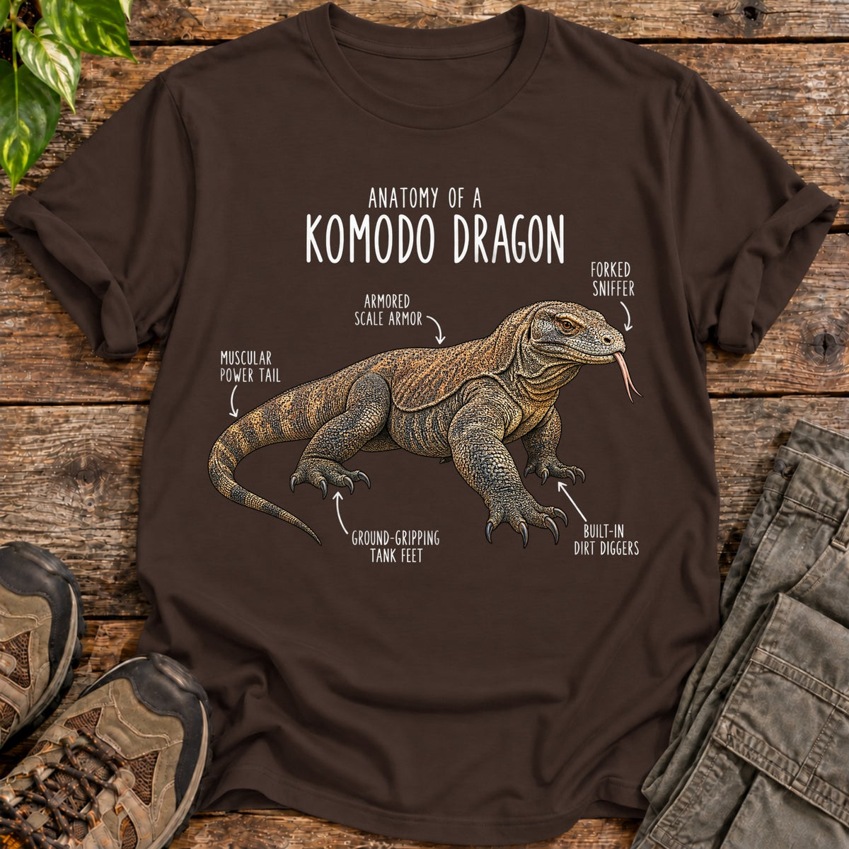 Anatomy of Komodo Dragon Shirt - Dark Chocolate