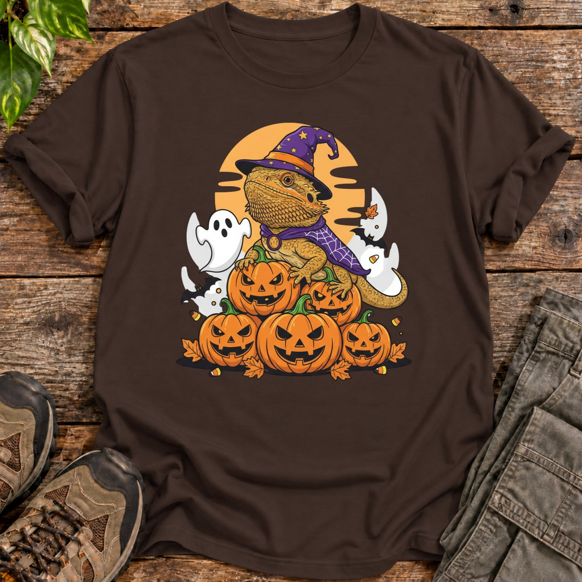 Jack O' Lantern Beardie Shirt T-Shirt - Dark Chocolate