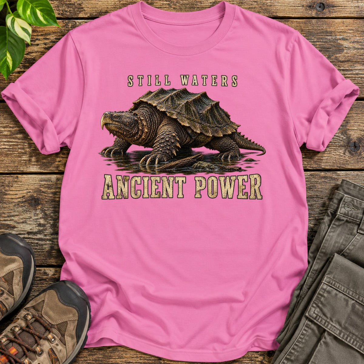 Ancient Power Snapping Turtle T-Shirt - Pink