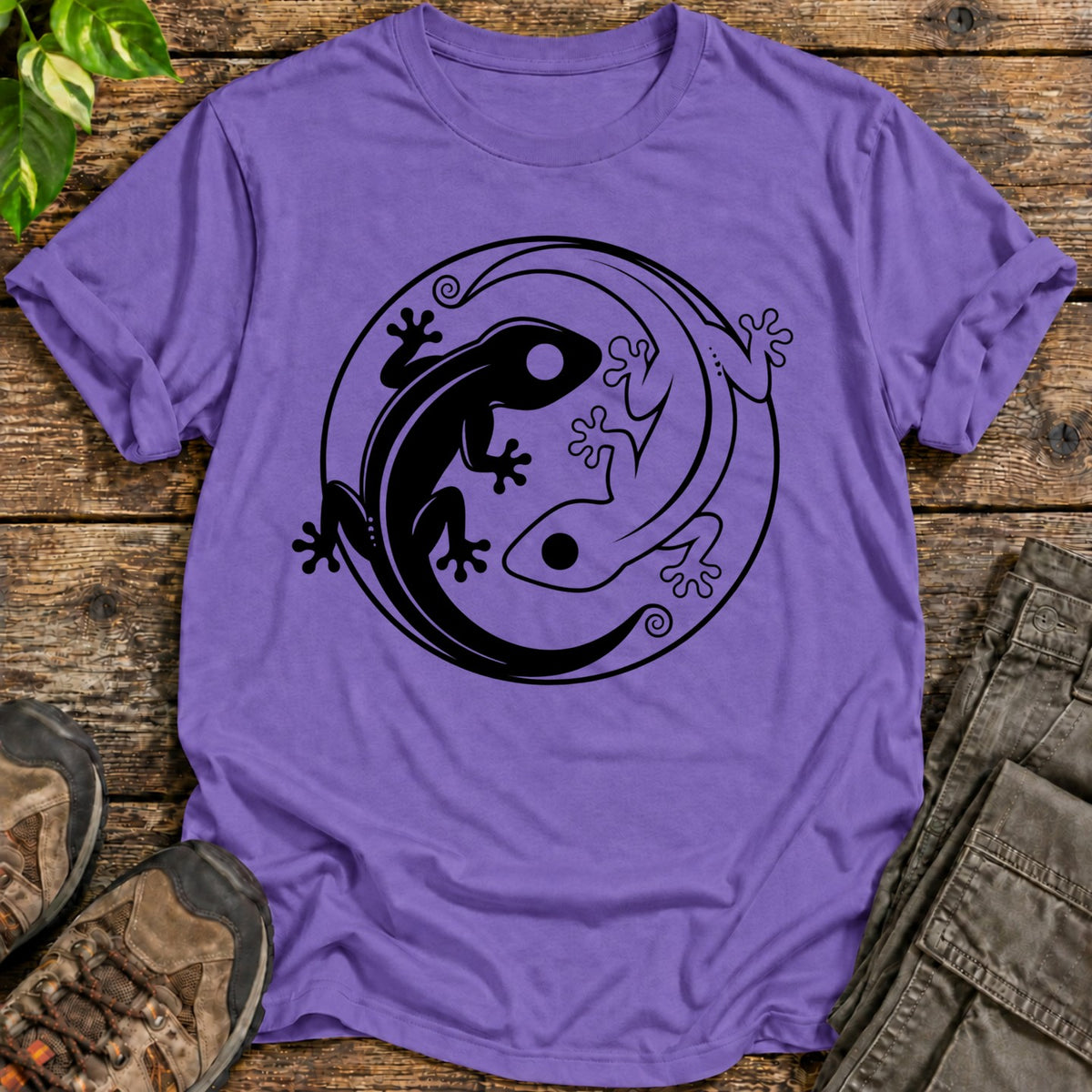 Bearded Dragon Yin Yang T-Shirt - Heather Purple