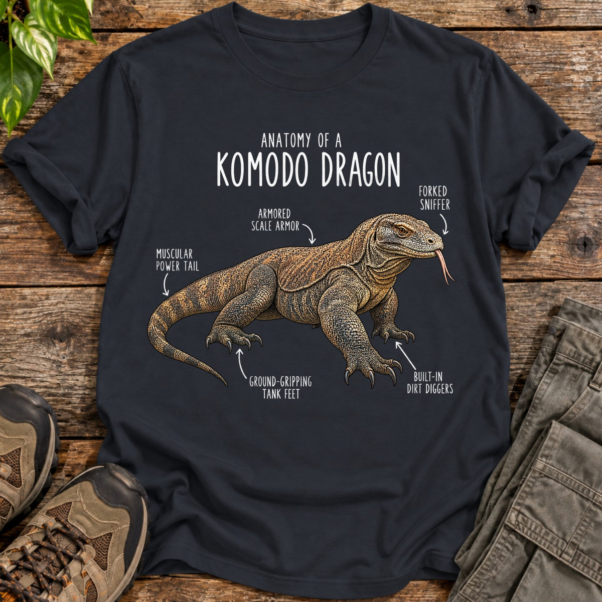 Anatomy of Komodo Dragon Shirt - Black
