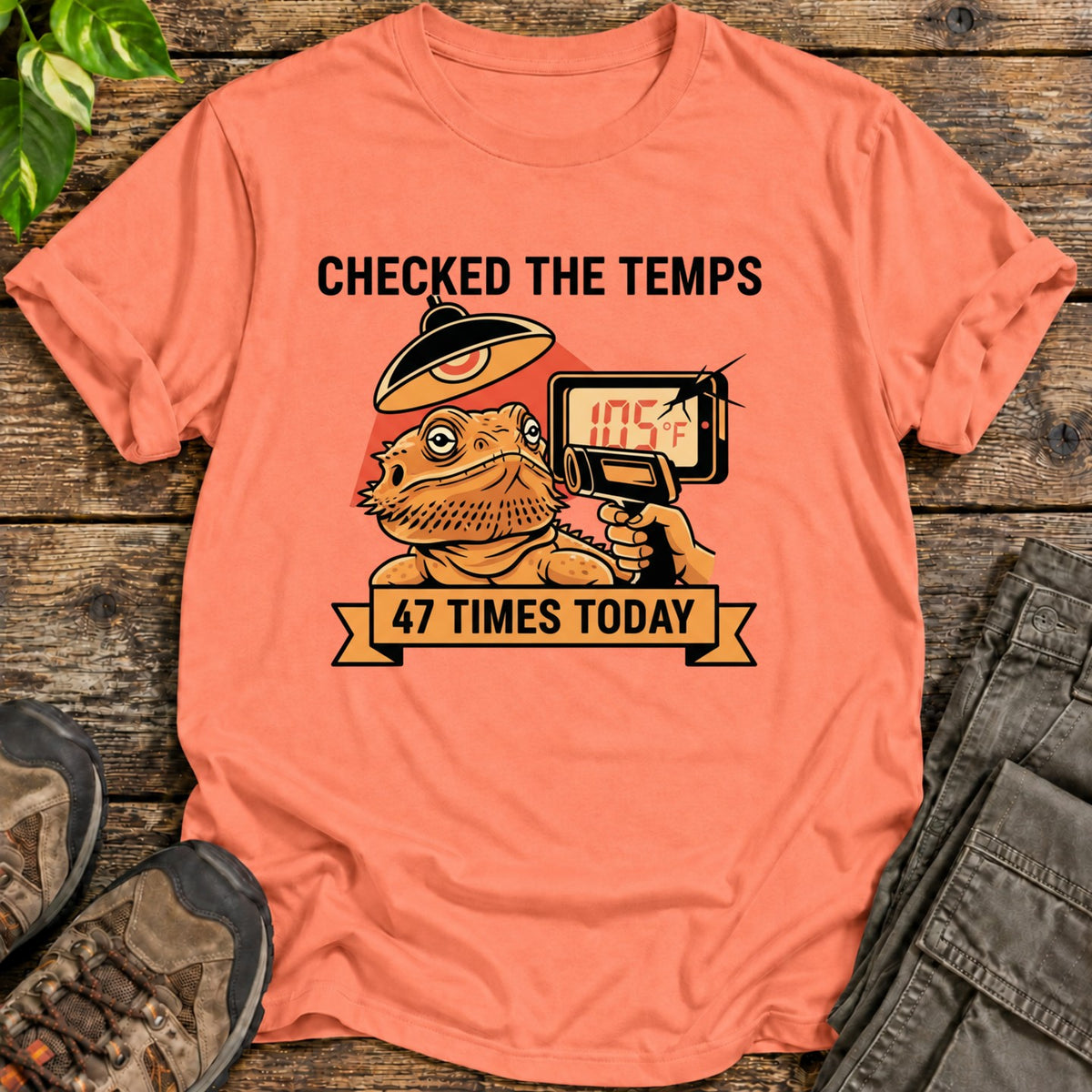 Bearded Dragon Temperature Check T-Shirt - Heather Orange