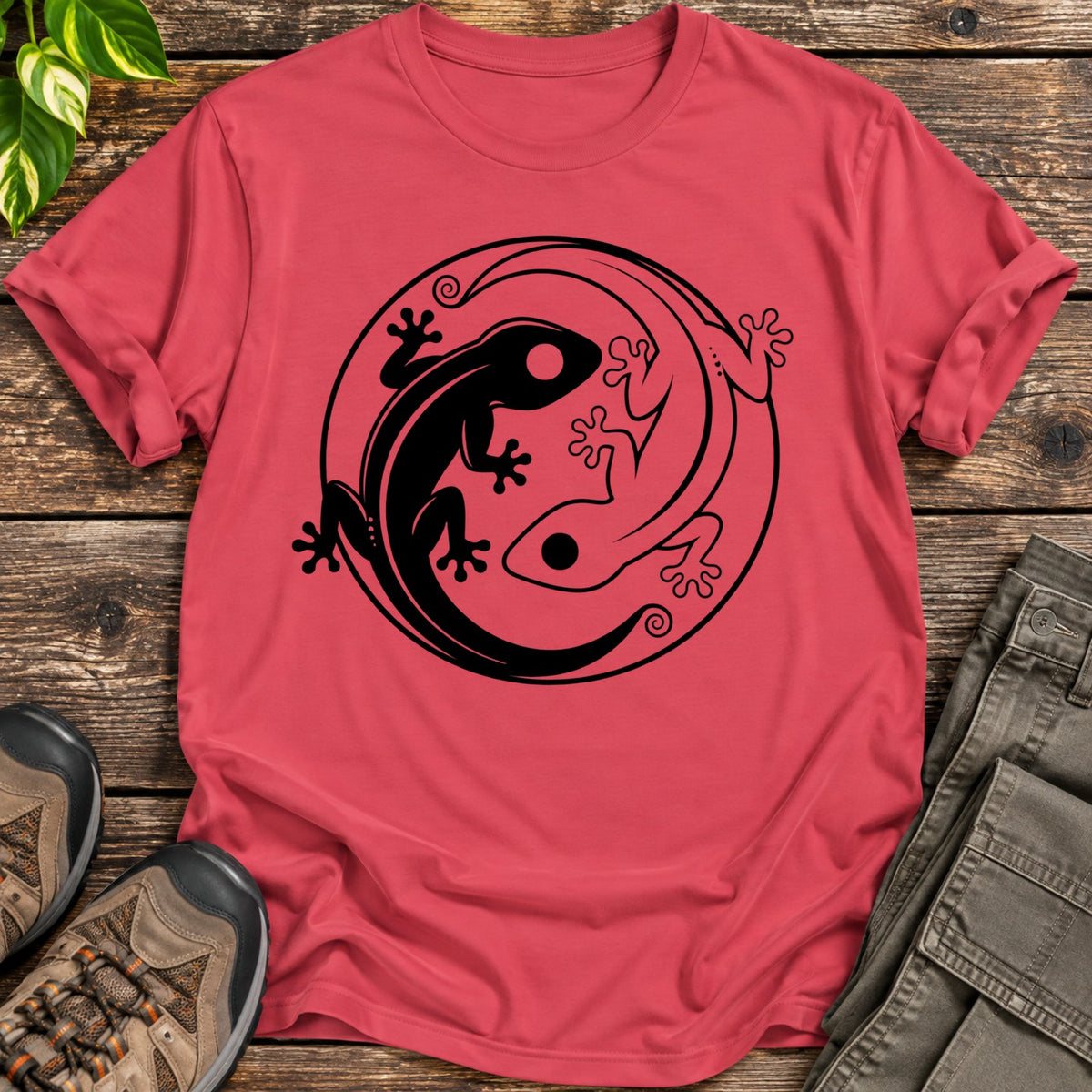 Bearded Dragon Yin Yang T-Shirt - Heather Red