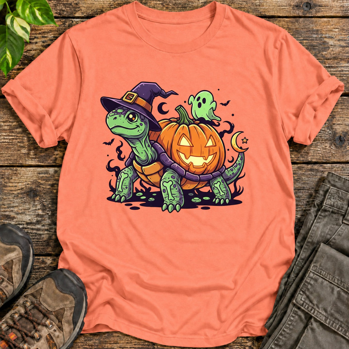 Pumpkin Shell Halloween Tortoise T-Shirt - Heather Orange