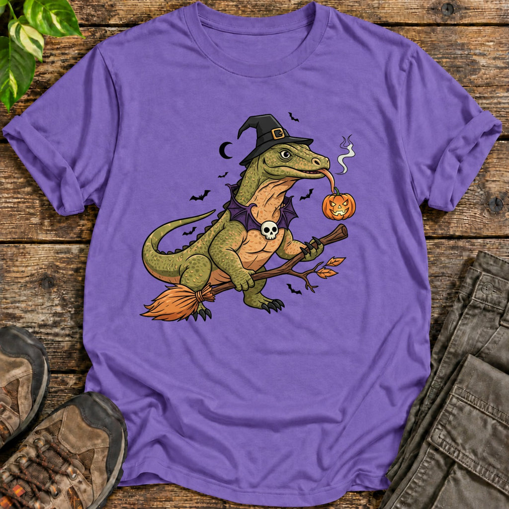Komodo Dragon Witch Halloween T-Shirt - Heather Purple