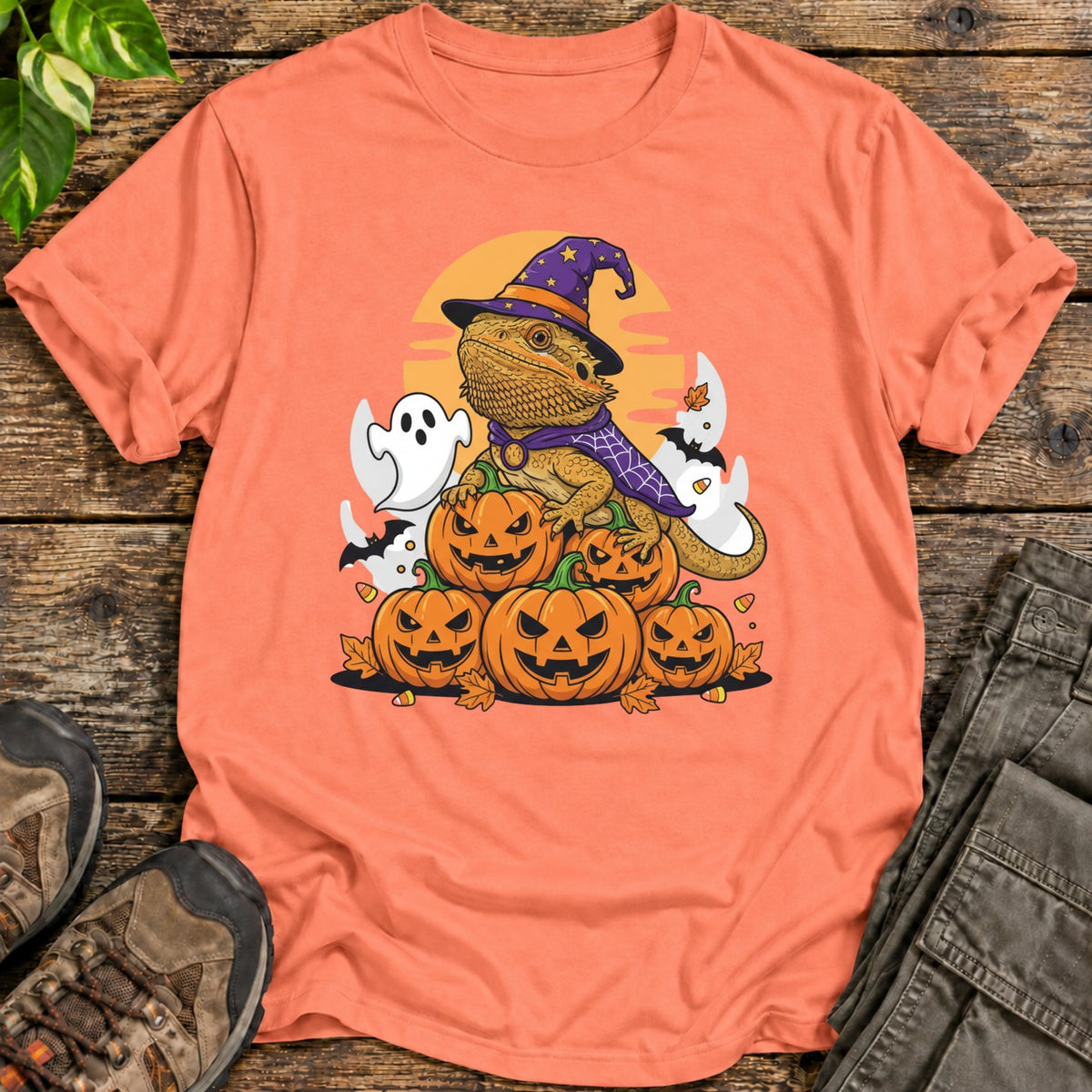 Jack O' Lantern Beardie Shirt T-Shirt - Heather Orange