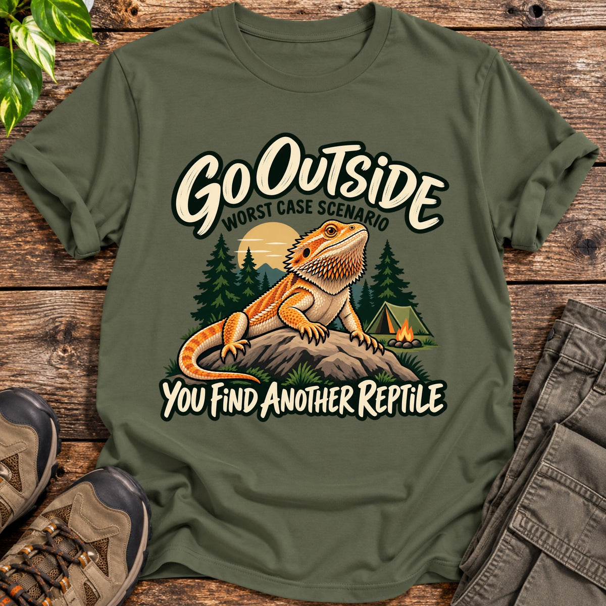 Go Outside T-Shirt - Military Green