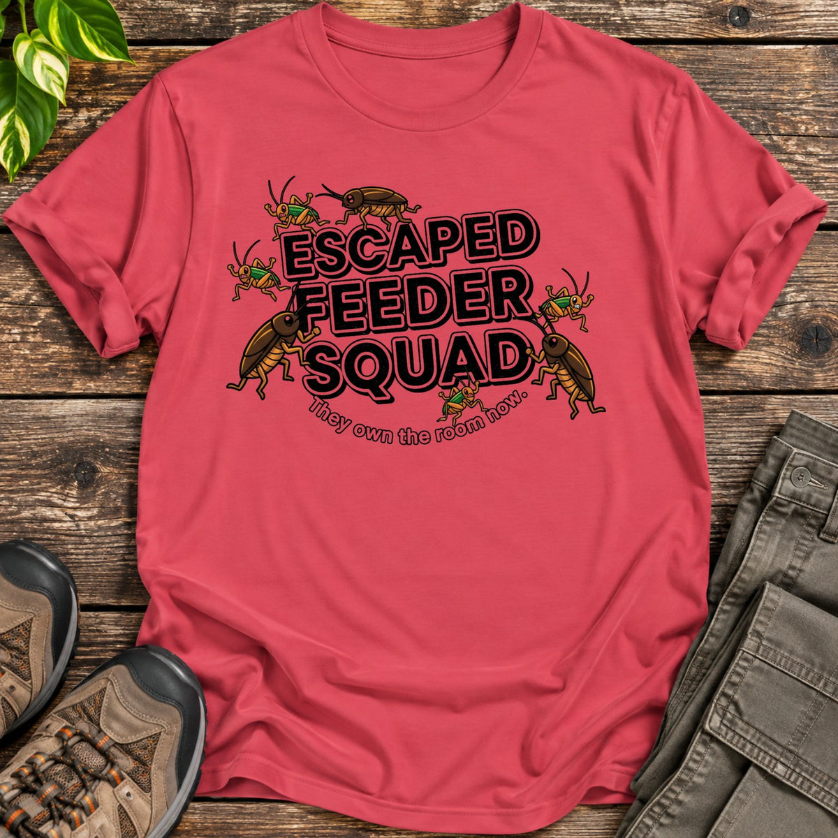 Escaped Feeder Cricket Squad T-Shirt - Heather Red
