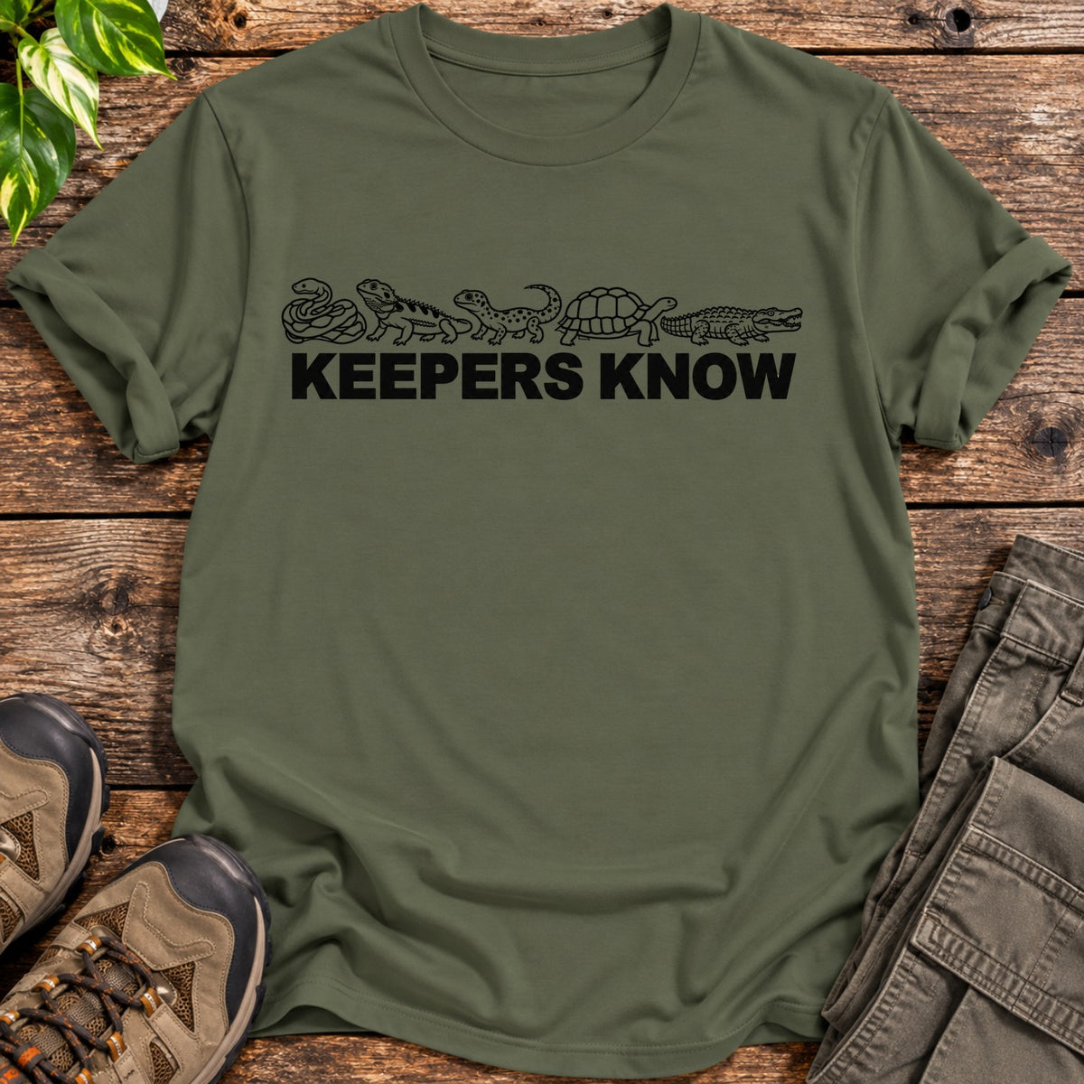Reptile Keepers Know T-Shirt - Military Green