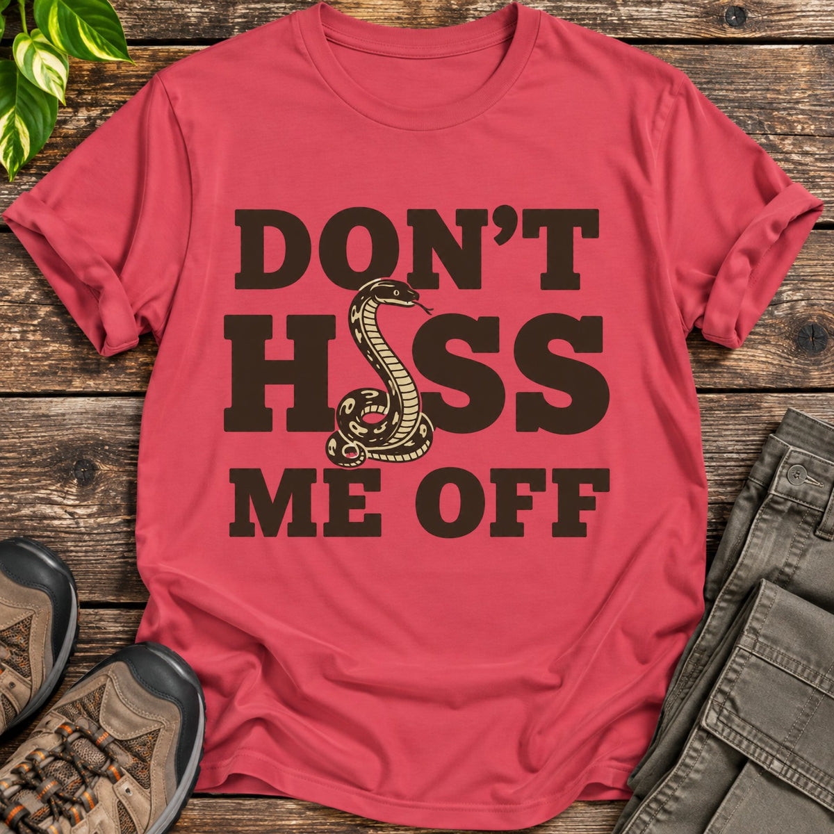 Don’t Hiss Me Off Classic Snake T-Shirt - Heather Red