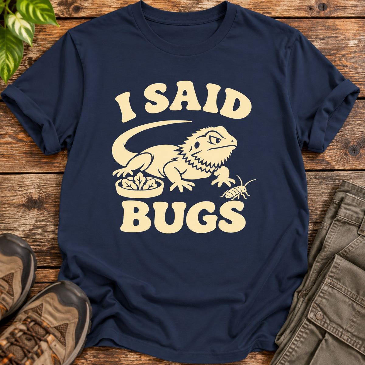 Bug Seeker Bearded Dragon T-Shirt - Navy