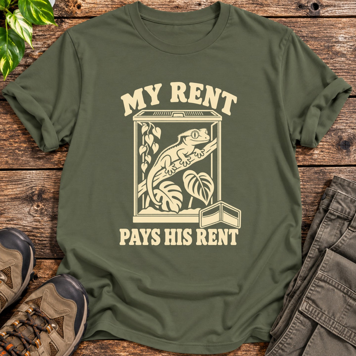 My Rent Pays His Rent T-Shirt - Military Green