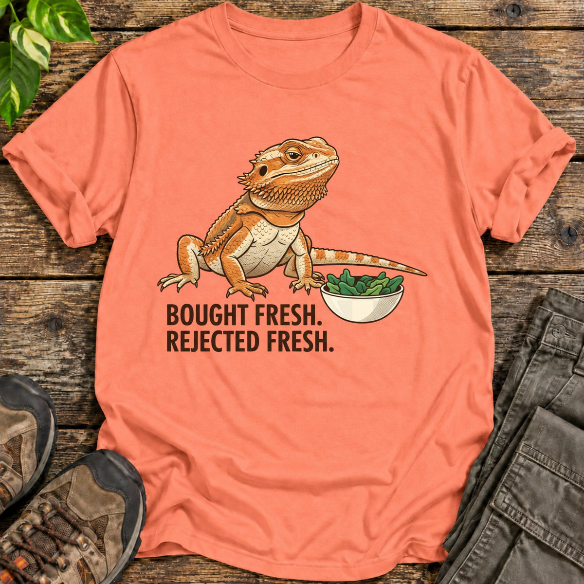 Bearded Dragon Food Critic T-Shirt - Heather Orange