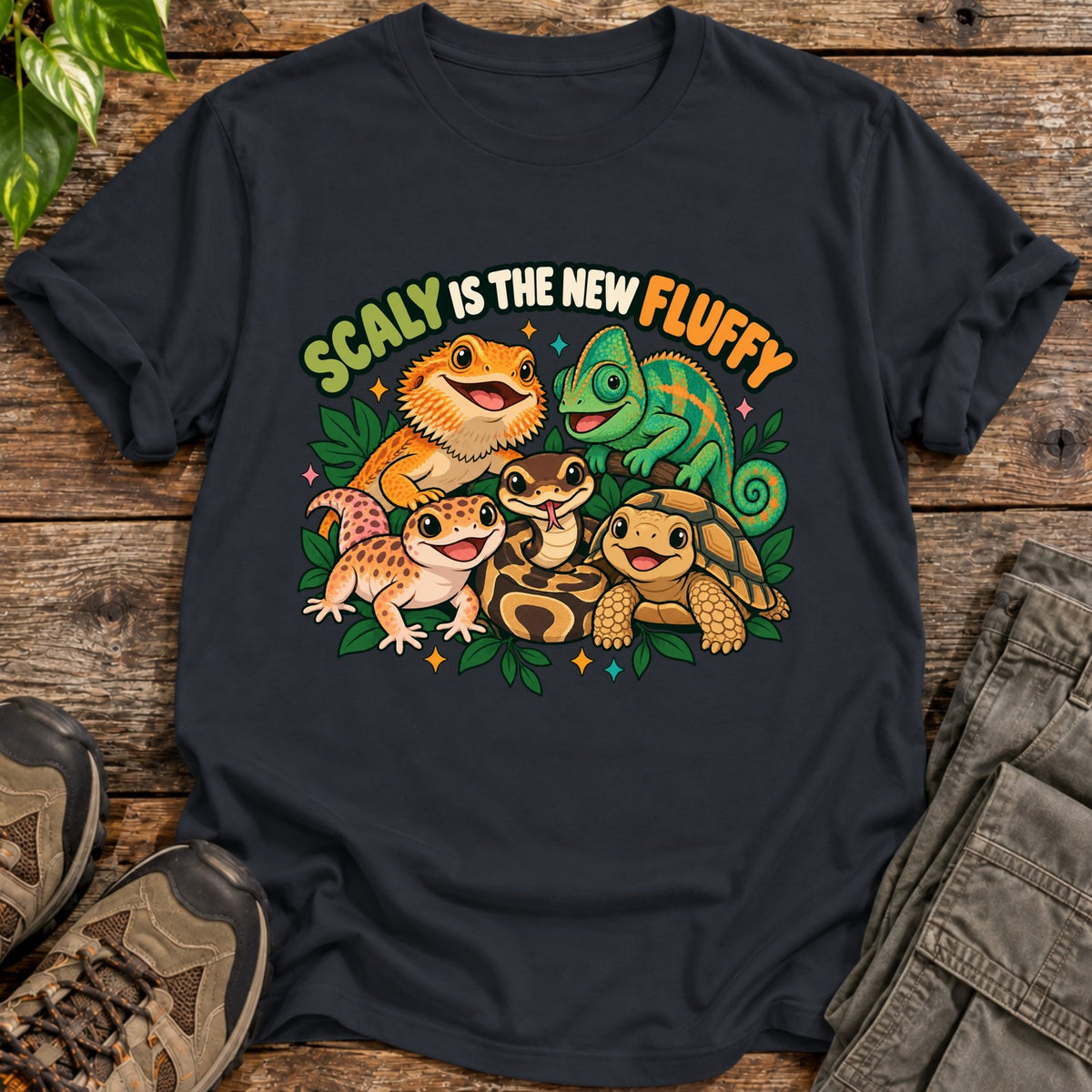Scaly Fluffy Reptile Shirt - Black