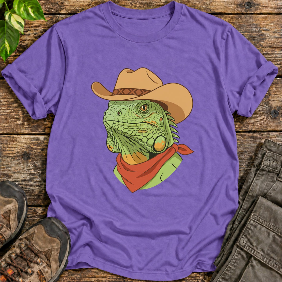 Cowboy Iguana Shirt - Heather Purple