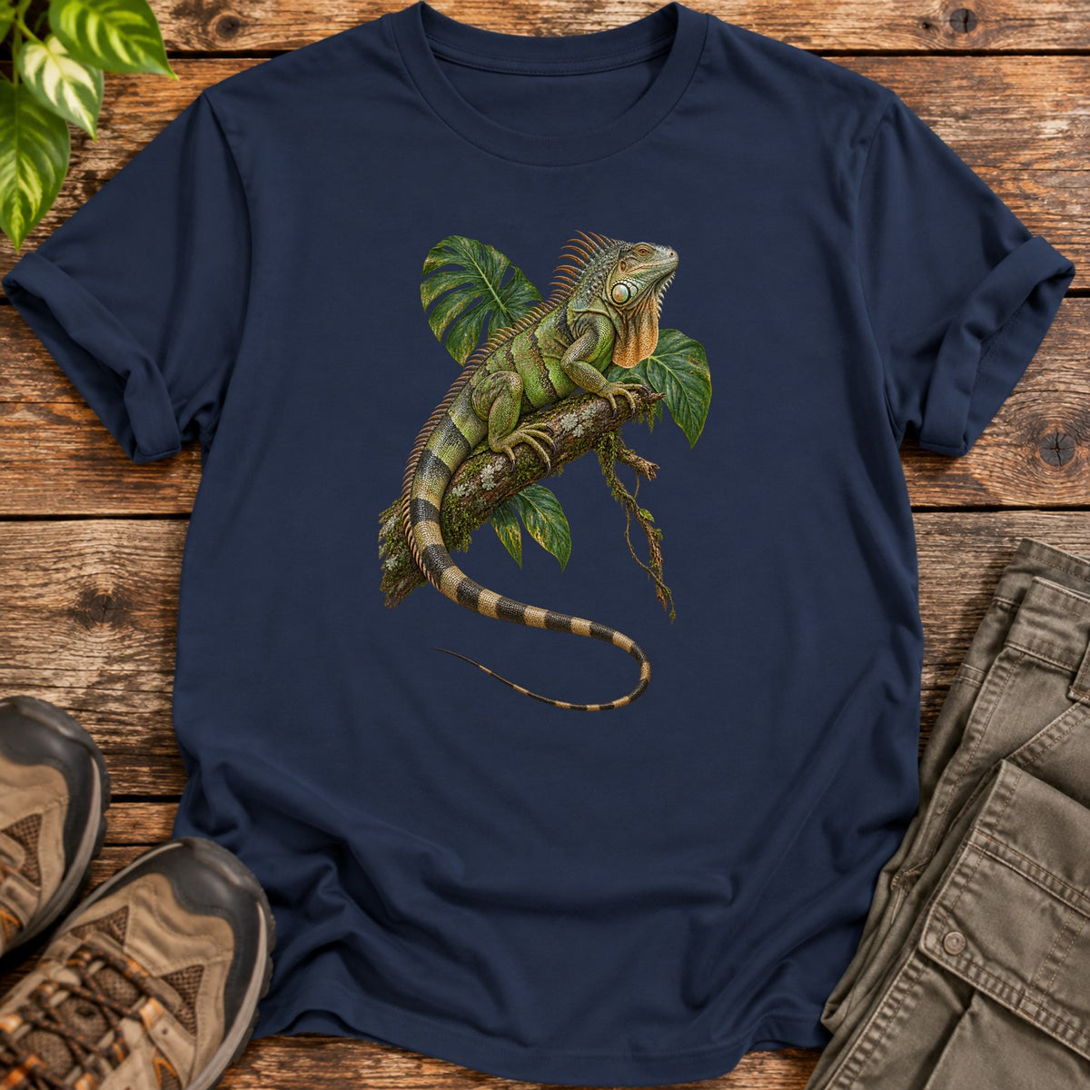 Branch Boss Green Iguana T-Shirt - Navy Blue