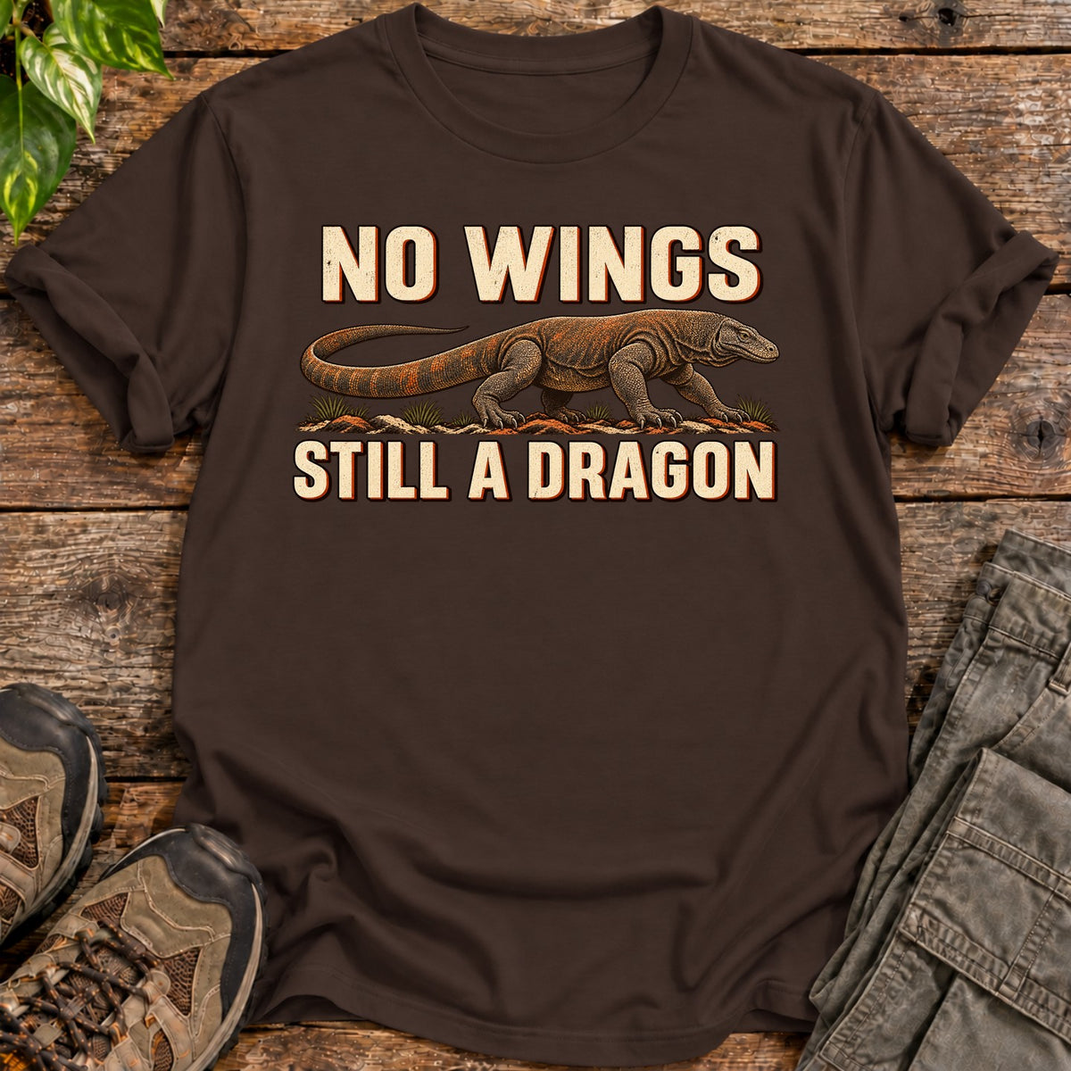 Wingless Komodo Dragon T-Shirt - Dark Chocolate